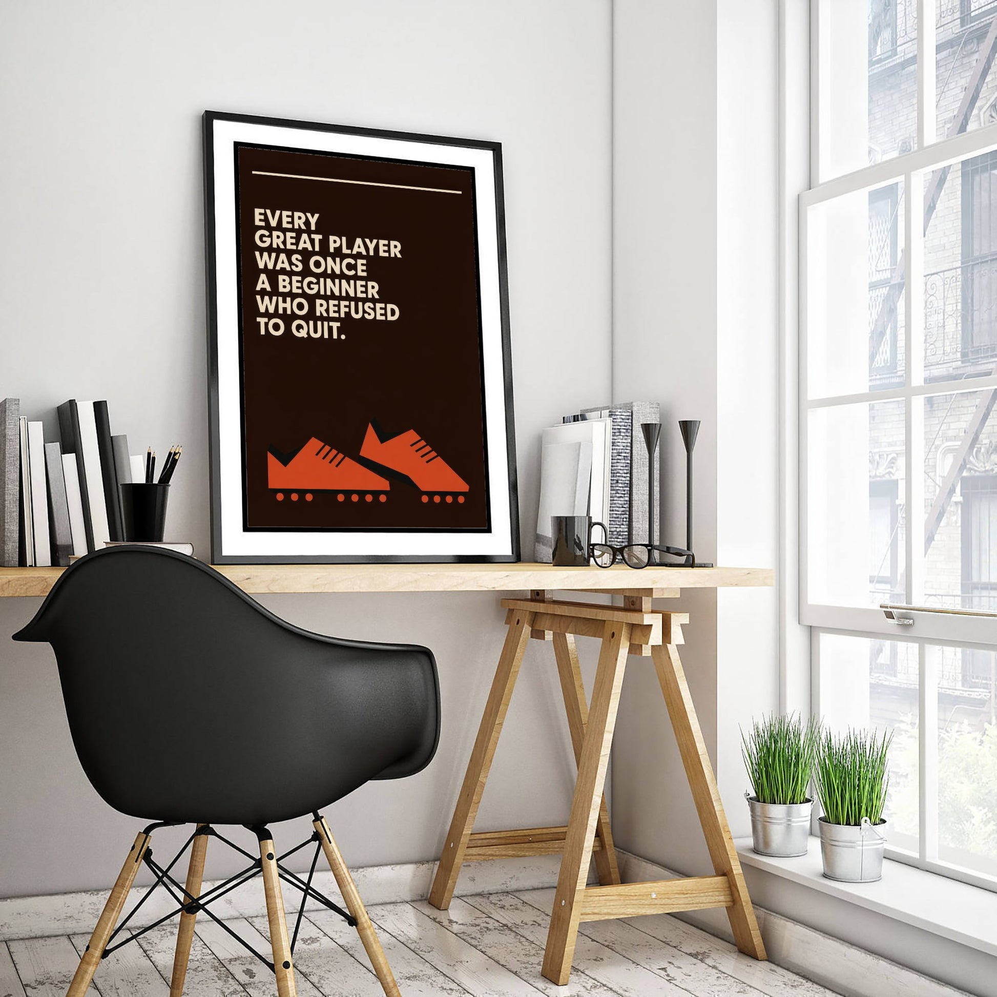 Football Quote Art Print - Every Great Player Was Once a Beginner - Soccer Poster Illustration V2 3/3