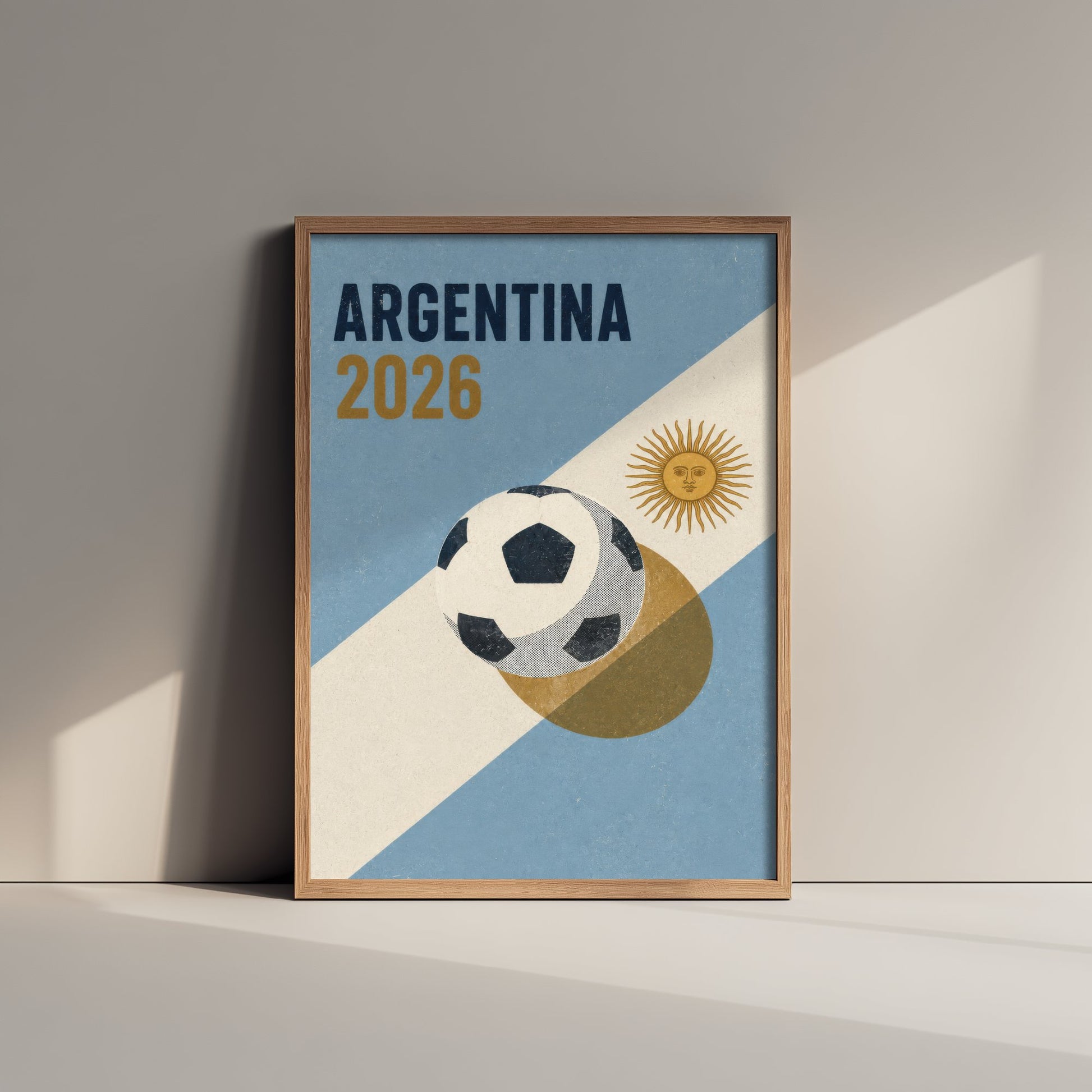 Argentina Football Art Print - 2026 Soccer Poster - Retro Illustration Wall Art