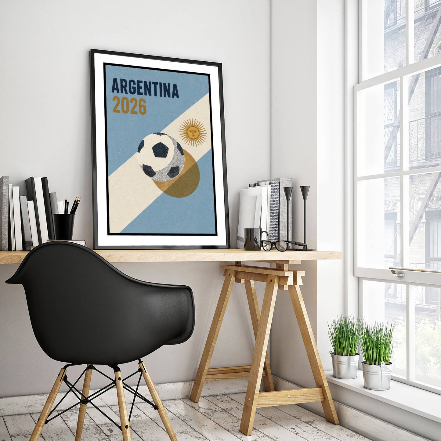 Argentina Football Art Print - 2026 Soccer Poster - Retro Illustration Wall Art