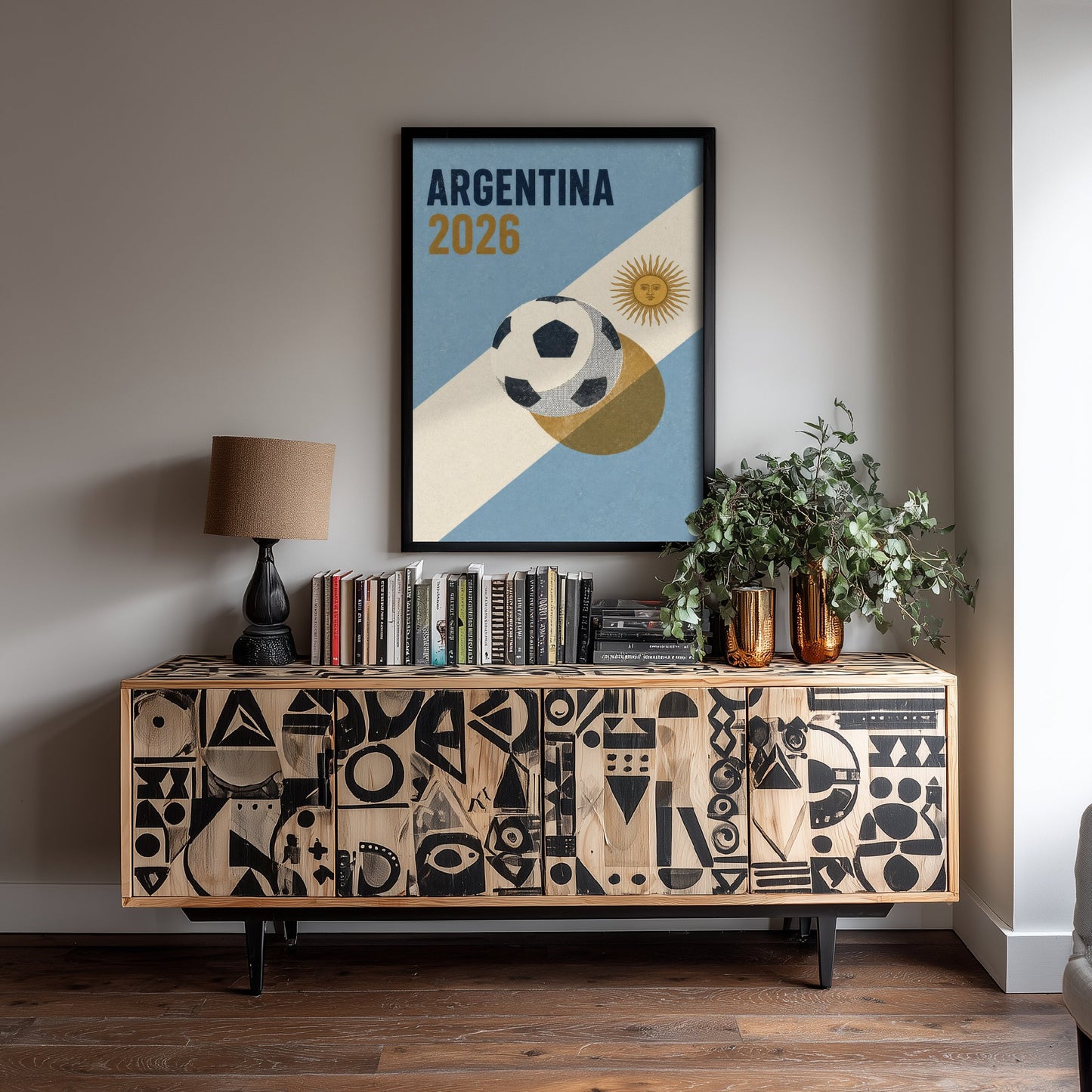 Argentina Football Art Print - 2026 Soccer Poster - Retro Illustration Wall Art