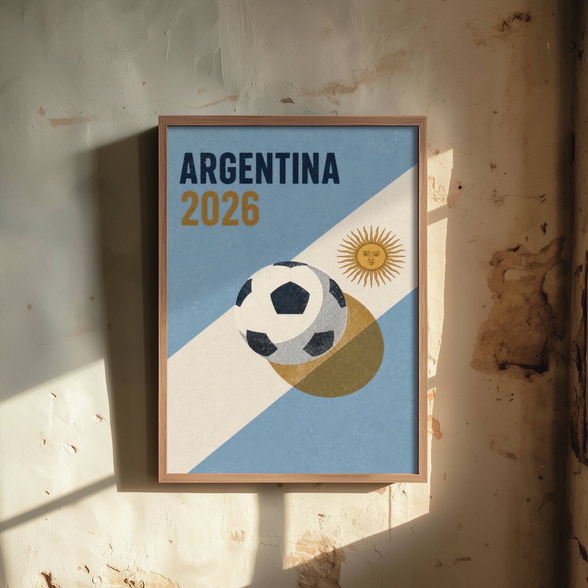 Argentina Football Art Print - 2026 Soccer Poster - Retro Illustration Wall Art