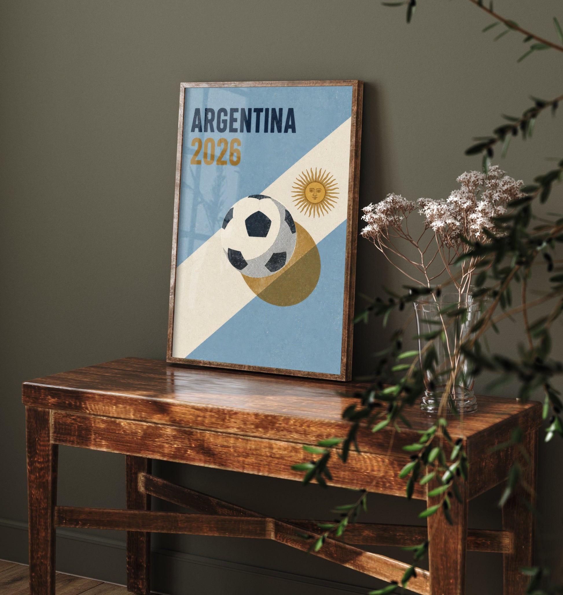 Argentina Football Art Print - 2026 Soccer Poster - Retro Illustration Wall Art