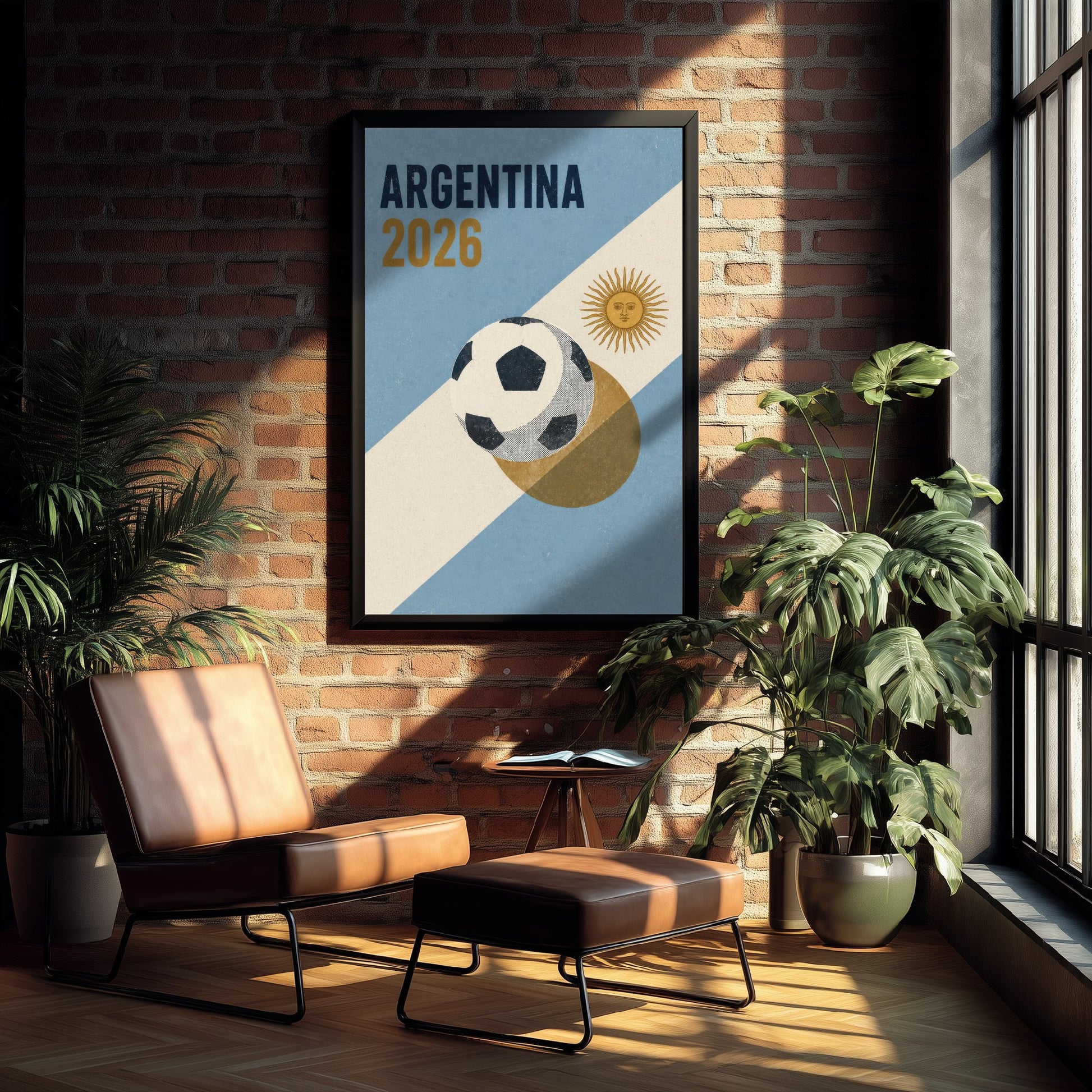 Argentina Football Art Print - 2026 Soccer Poster - Retro Illustration Wall Art