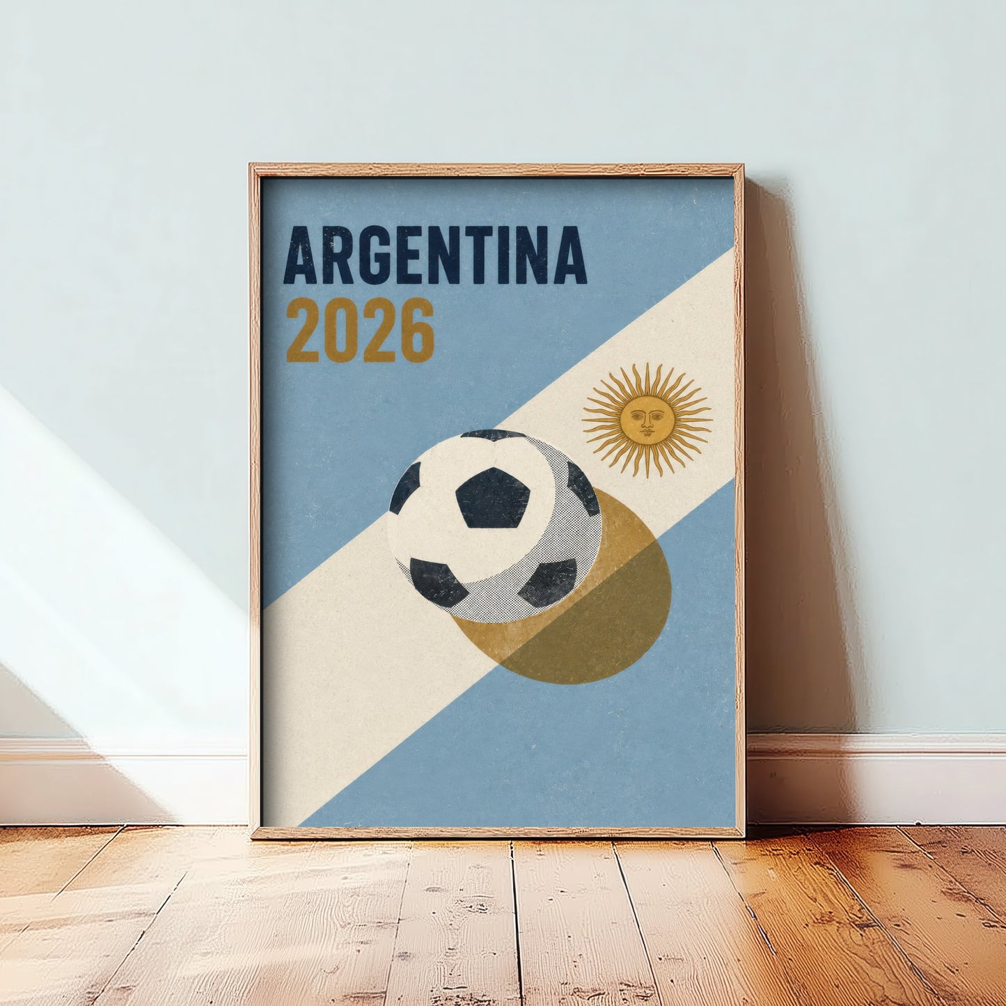 Argentina Football Art Print - 2026 Soccer Poster - Retro Illustration Wall Art
