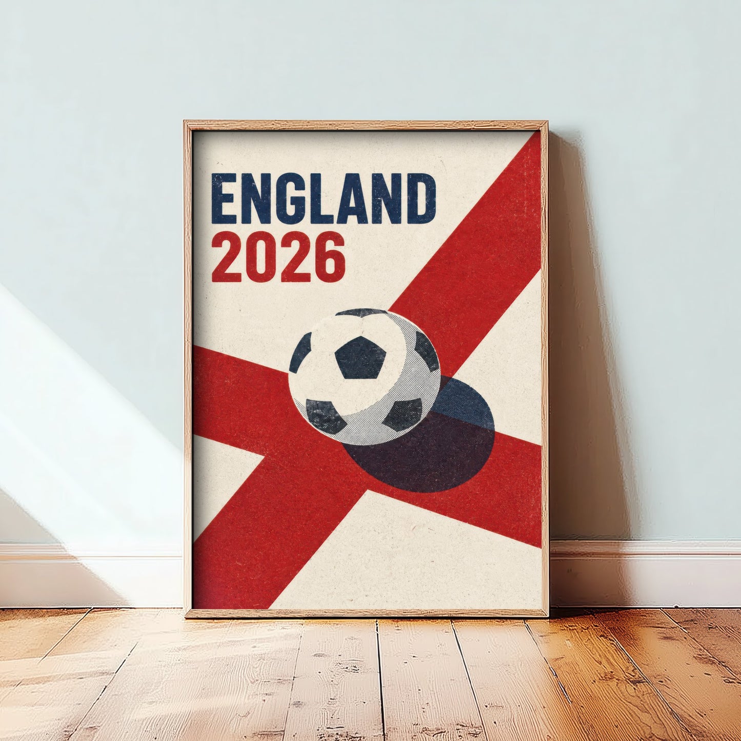 England Football Art Print - 2026 Soccer Poster - Retro Illustration Wall Art