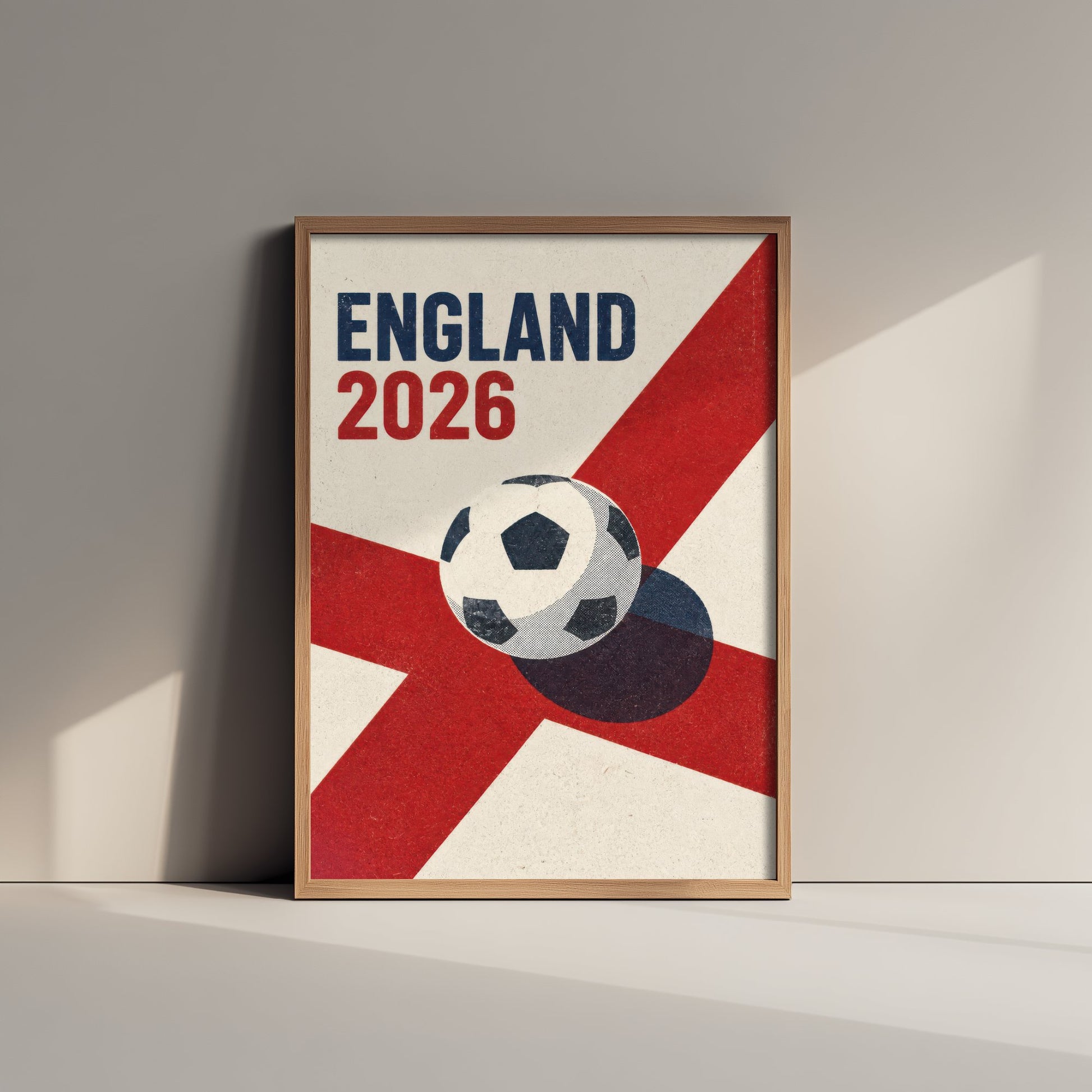 England Football Art Print - 2026 Soccer Poster - Retro Illustration Wall Art