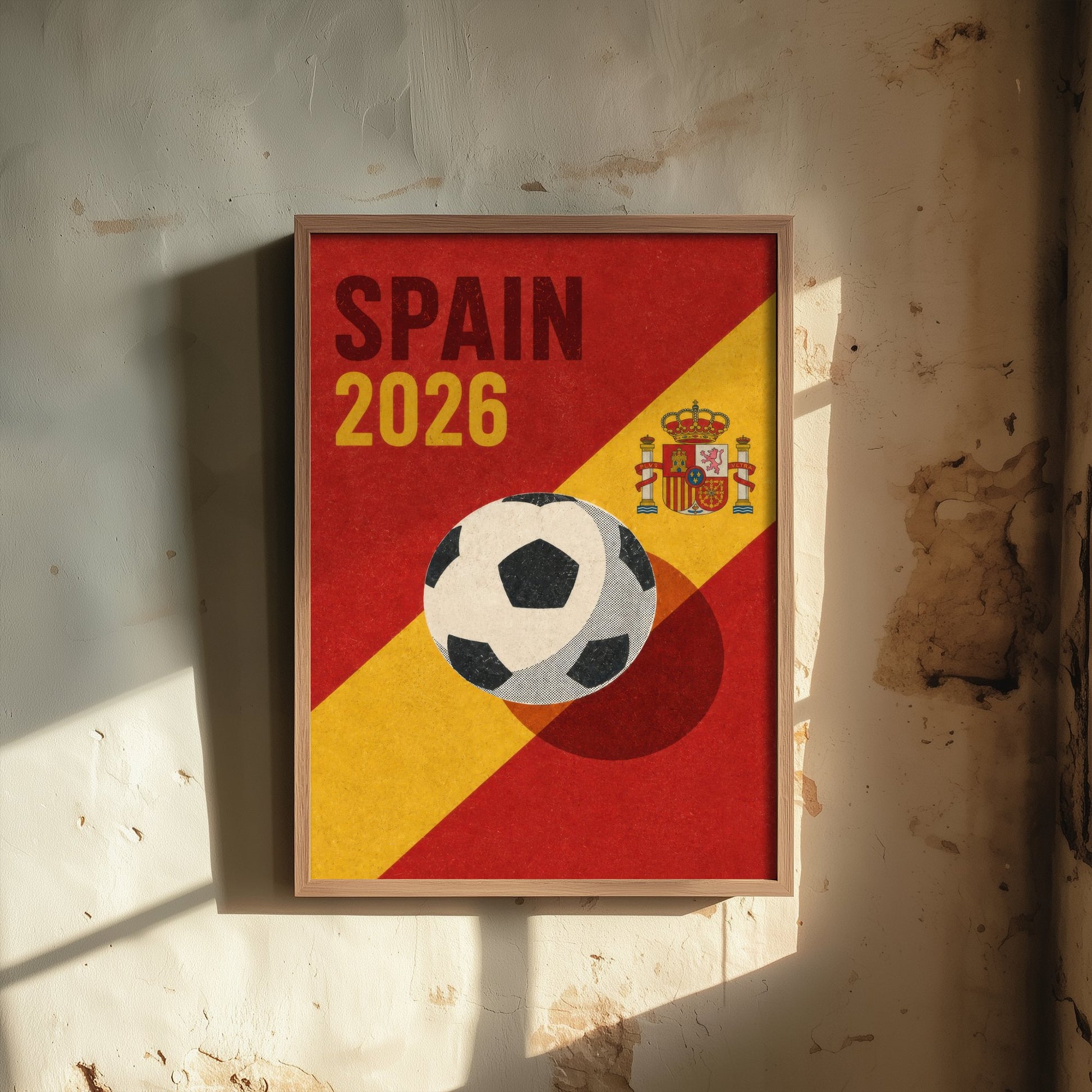 Spain Football Art Print - 2026 Soccer Poster - Retro Illustration Wall Art