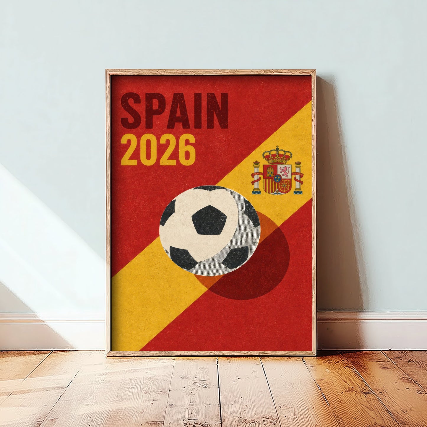 Spain Football Art Print - 2026 Soccer Poster - Retro Illustration Wall Art