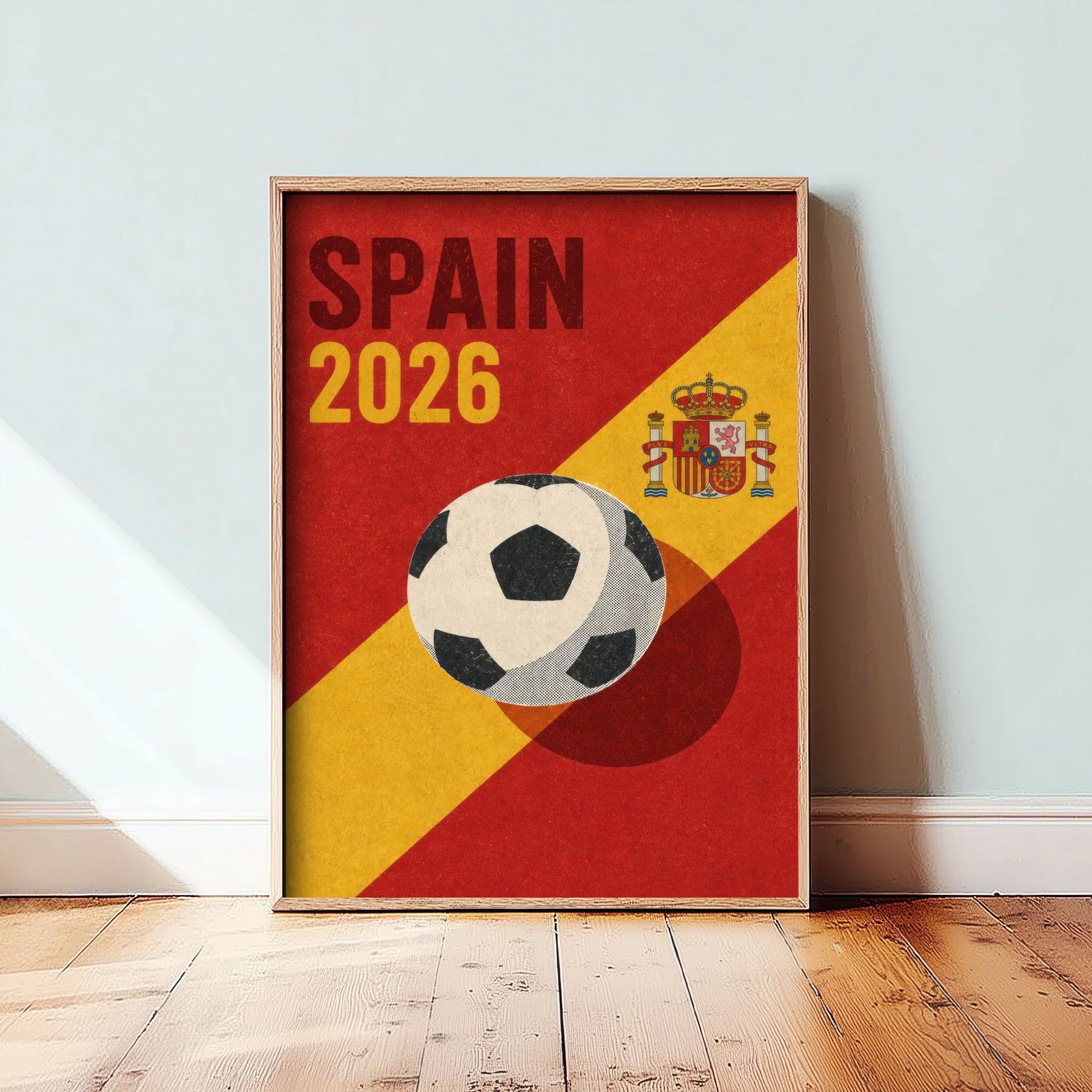 Spain Football Art Print - 2026 Soccer Poster - Retro Illustration Wall Art