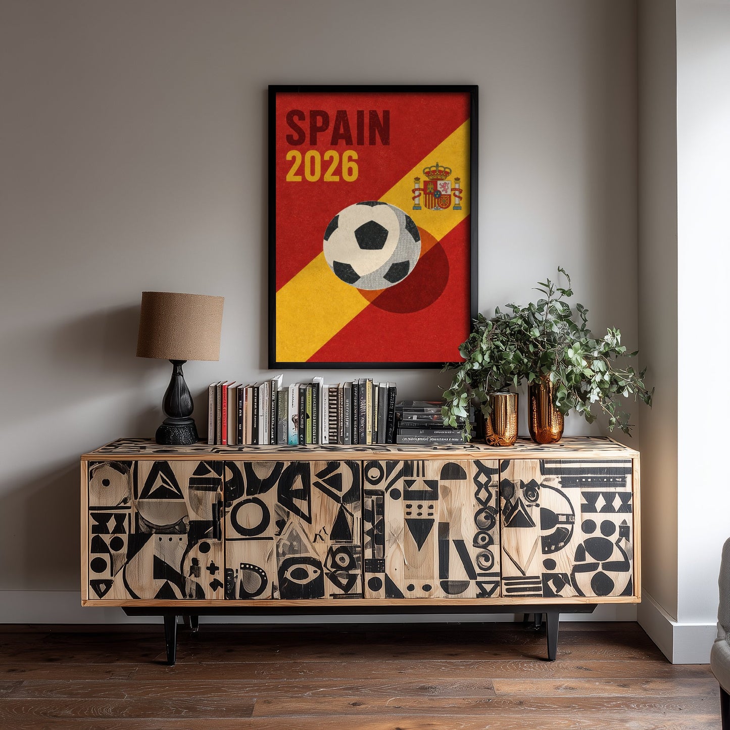 Spain Football Art Print - 2026 Soccer Poster - Retro Illustration Wall Art