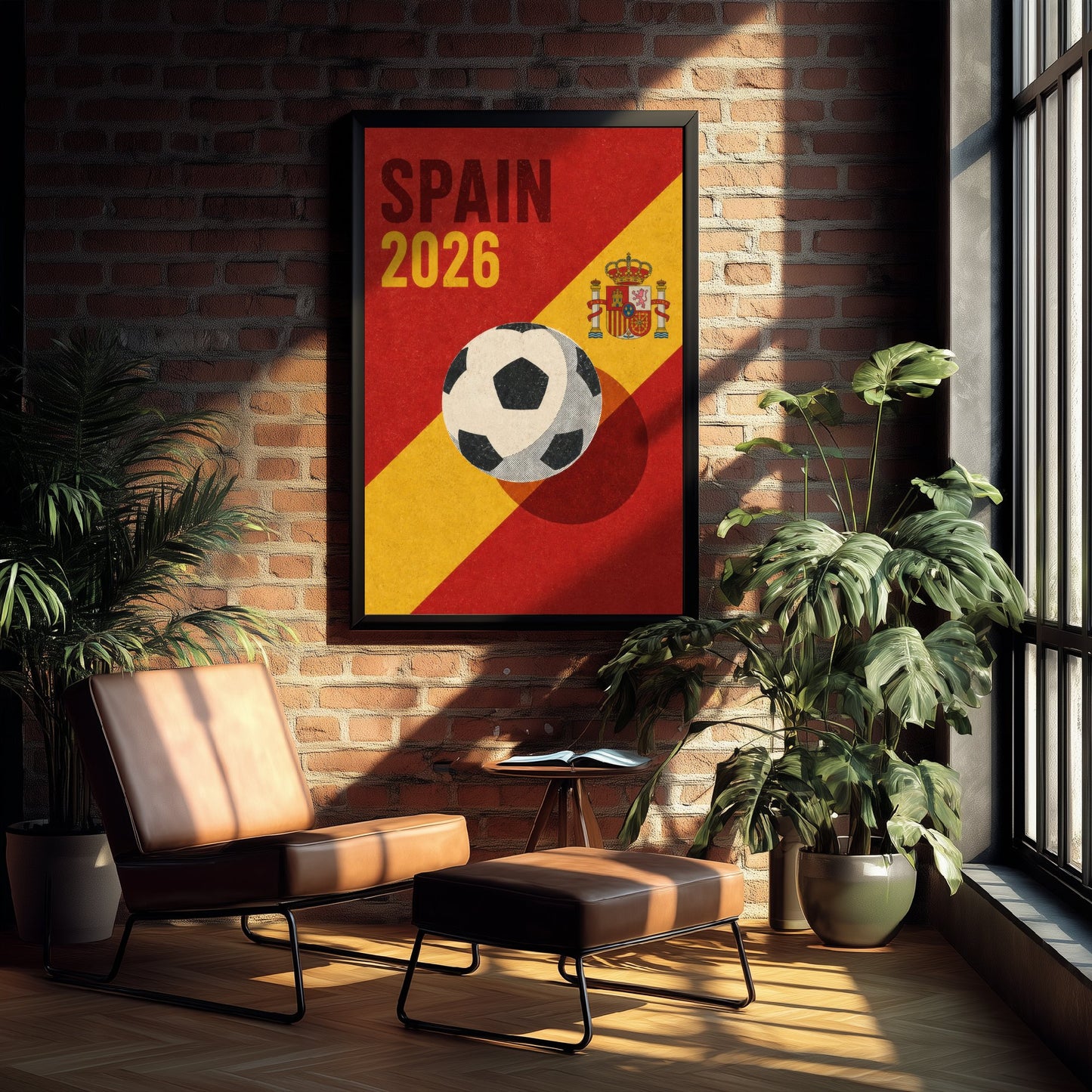Spain Football Art Print - 2026 Soccer Poster - Retro Illustration Wall Art
