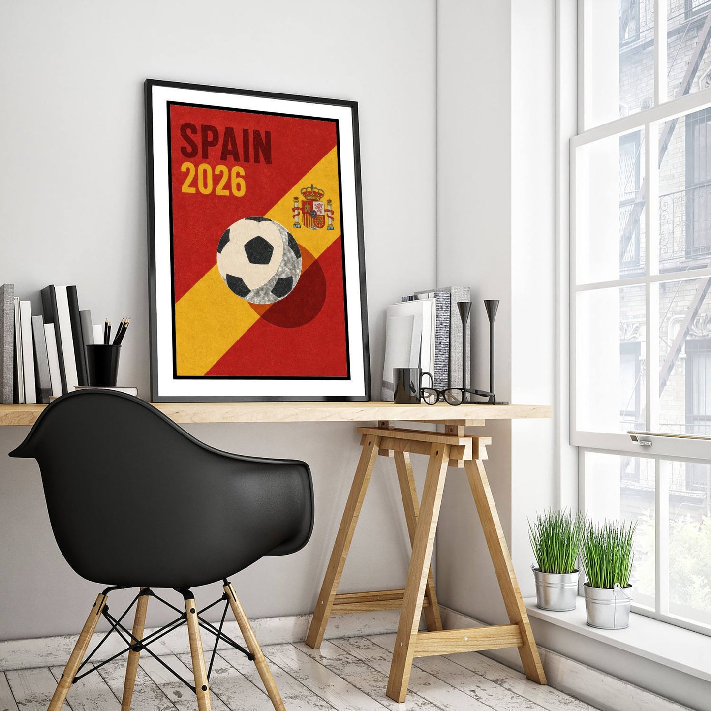 Spain Football Art Print - 2026 Soccer Poster - Retro Illustration Wall Art