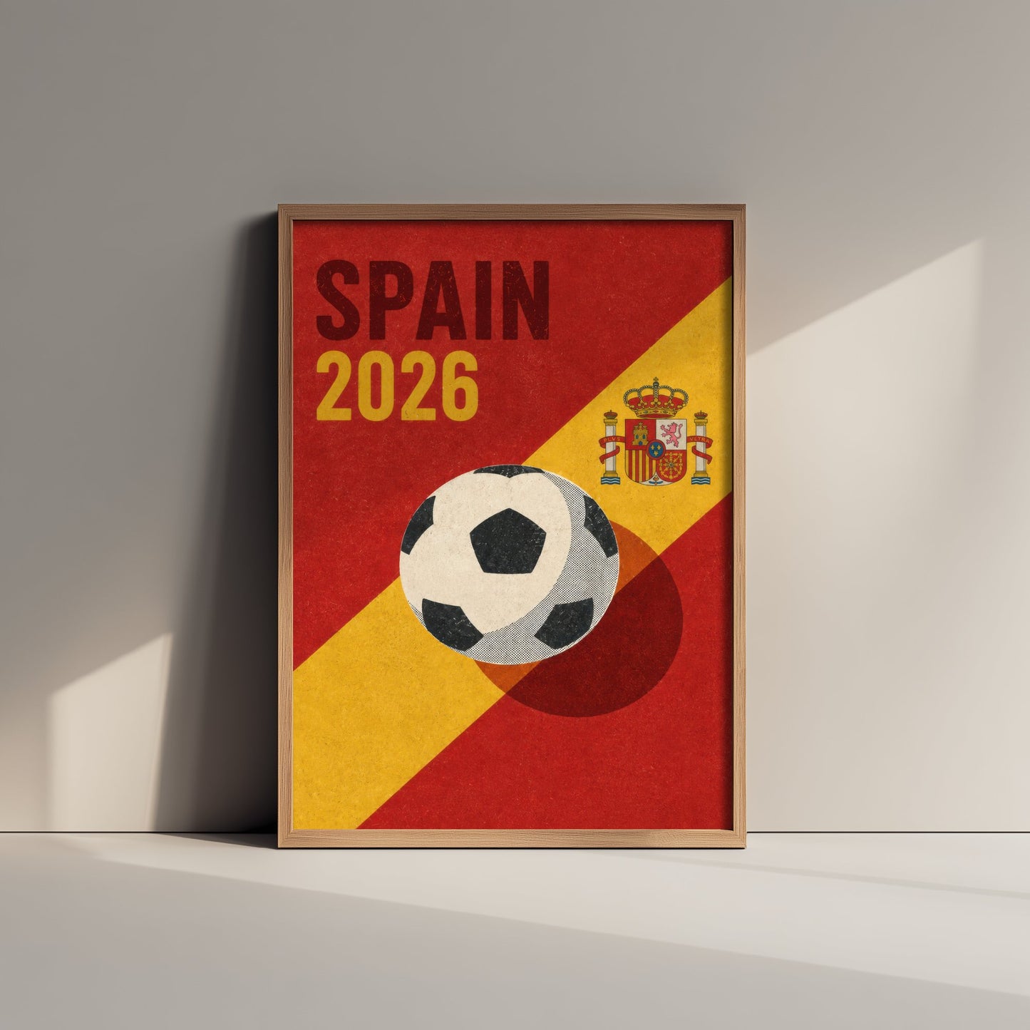 Spain Football Art Print - 2026 Soccer Poster - Retro Illustration Wall Art