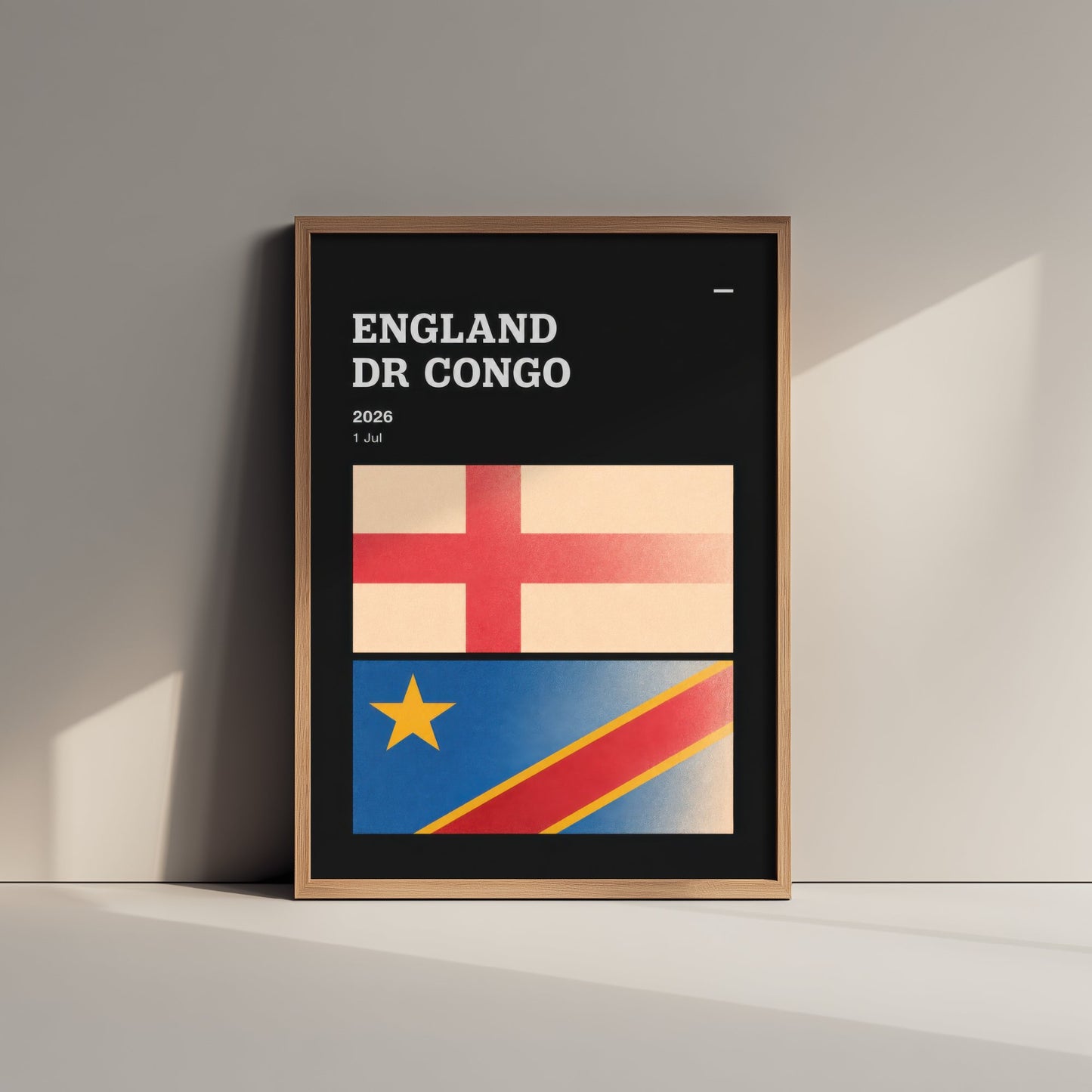 England vs DR Congo Art Print - 2026 Football Match Poster - Retro Soccer Flag Illustration