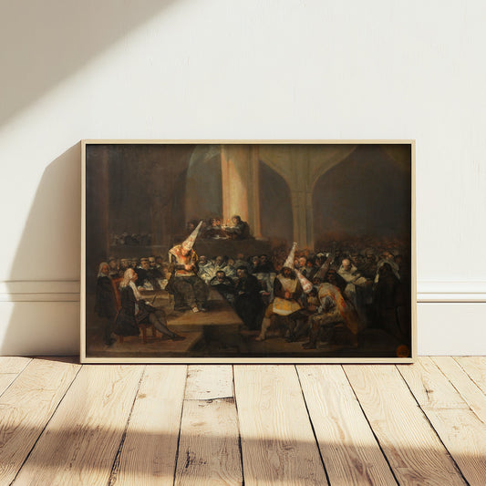 Francisco de Goya - Inquisition Scene (c. 1815) - Classic Painting Art Print - Spanish Tribunal Penitents Pointed Hats Poster