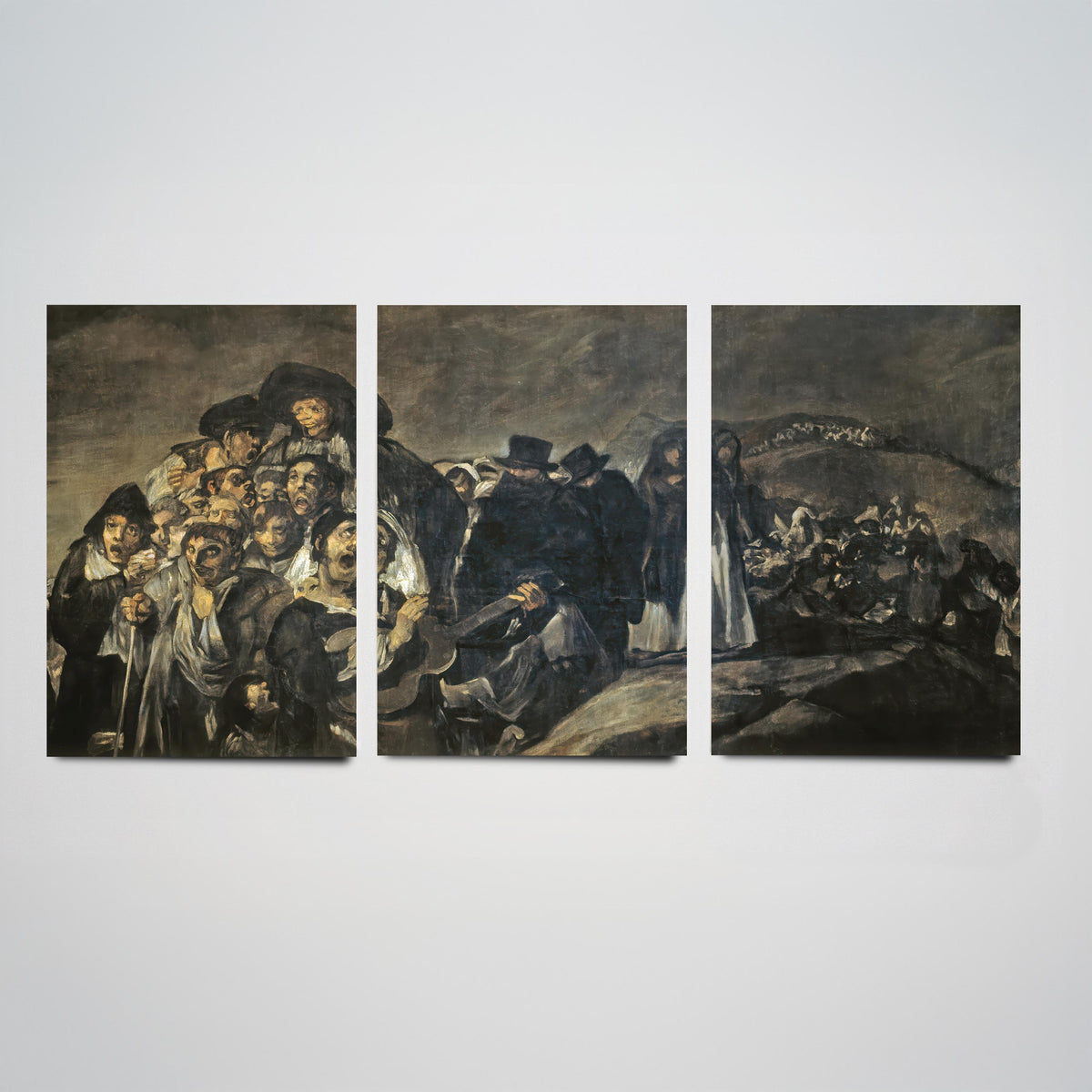 Francisco Goya Set of Three Art Prints - Pilgrimage to San Isidro - 3 Dark Painting Posters - Wall Art Gift Giclee Spanish Master