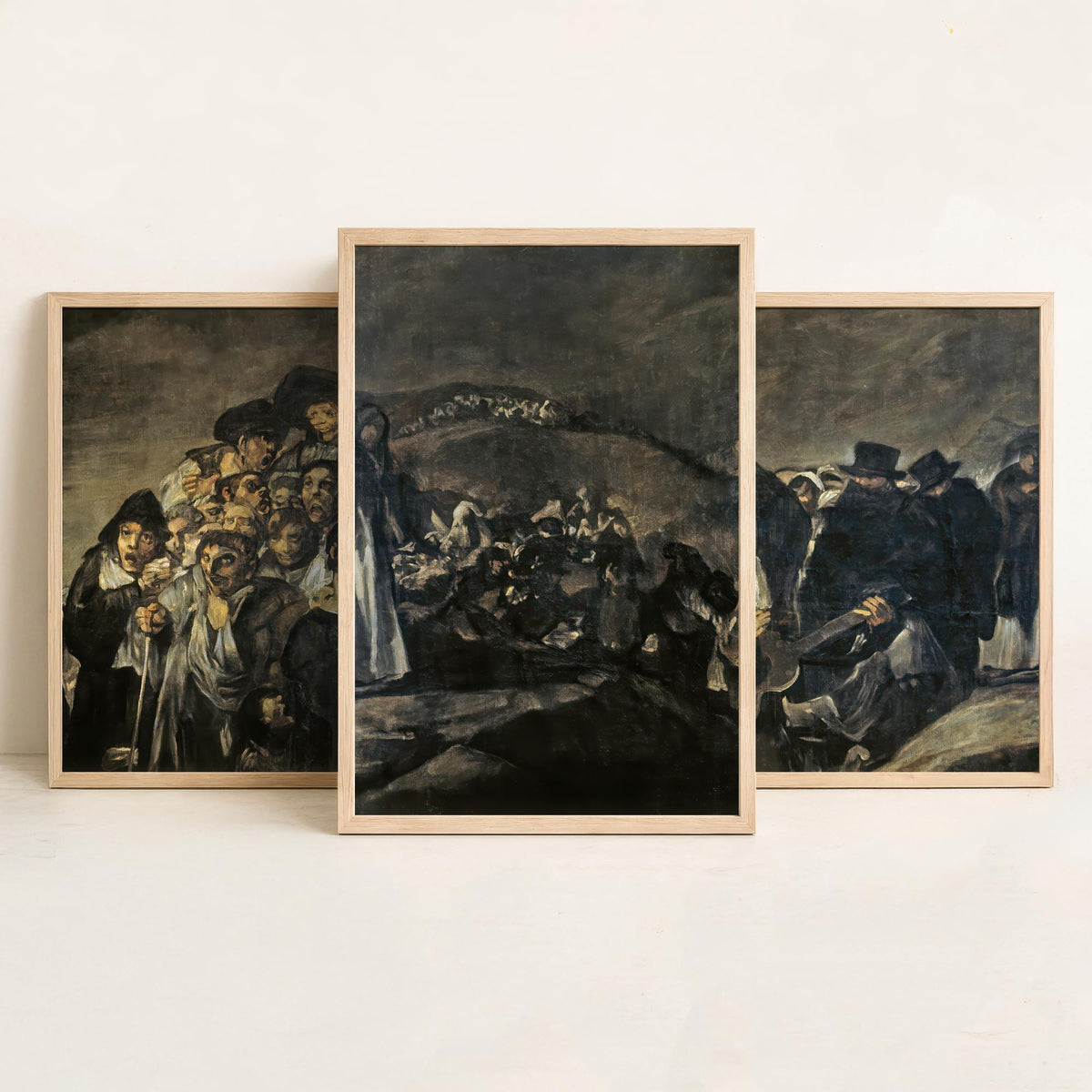 Francisco Goya Set of Three Art Prints - Pilgrimage to San Isidro - 3 Dark Painting Posters - Wall Art Gift Giclee Spanish Master