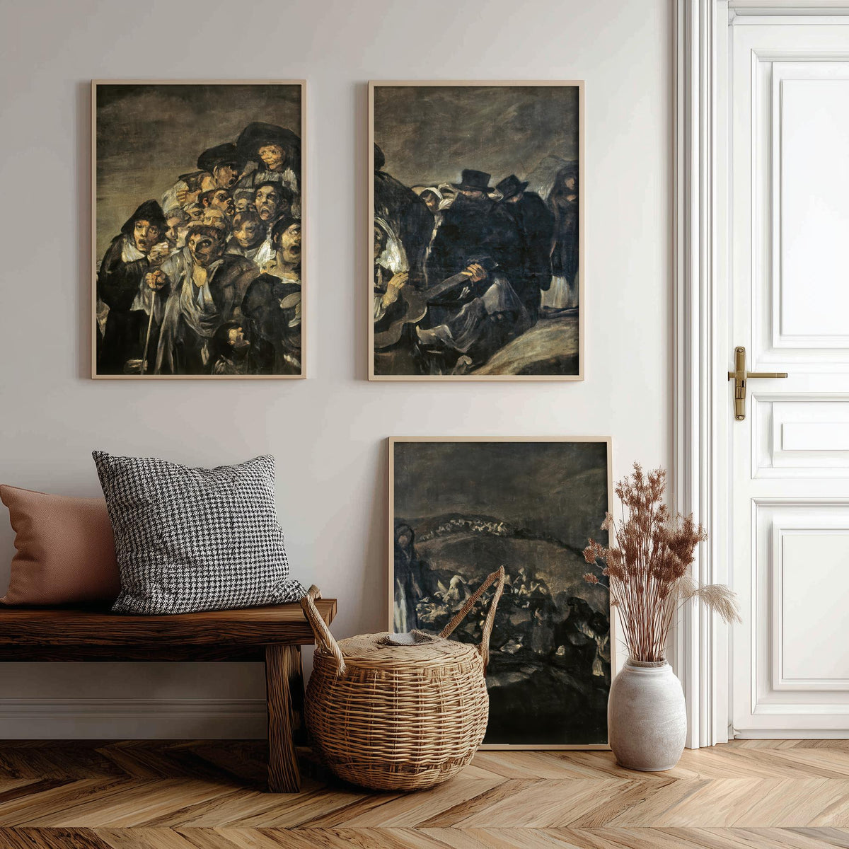Francisco Goya Set of Three Art Prints - Pilgrimage to San Isidro - 3 Dark Painting Posters - Wall Art Gift Giclee Spanish Master