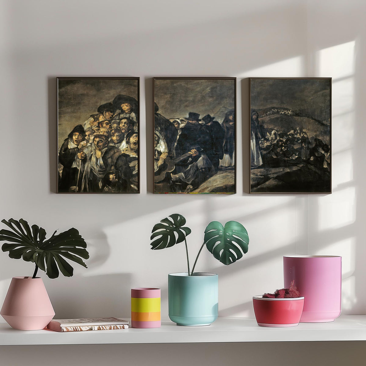 Francisco Goya Set of Three Art Prints - Pilgrimage to San Isidro - 3 Dark Painting Posters - Wall Art Gift Giclee Spanish Master
