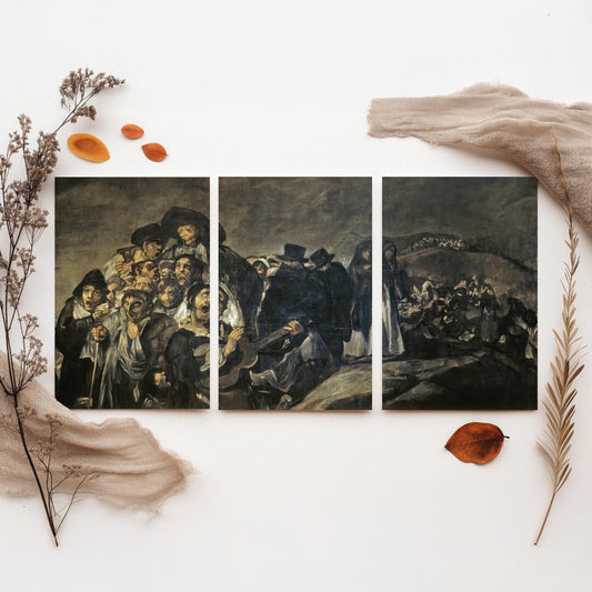 Francisco Goya Set of Three Art Prints - Pilgrimage to San Isidro - 3 Dark Painting Posters - Wall Art Gift Giclee Spanish Master