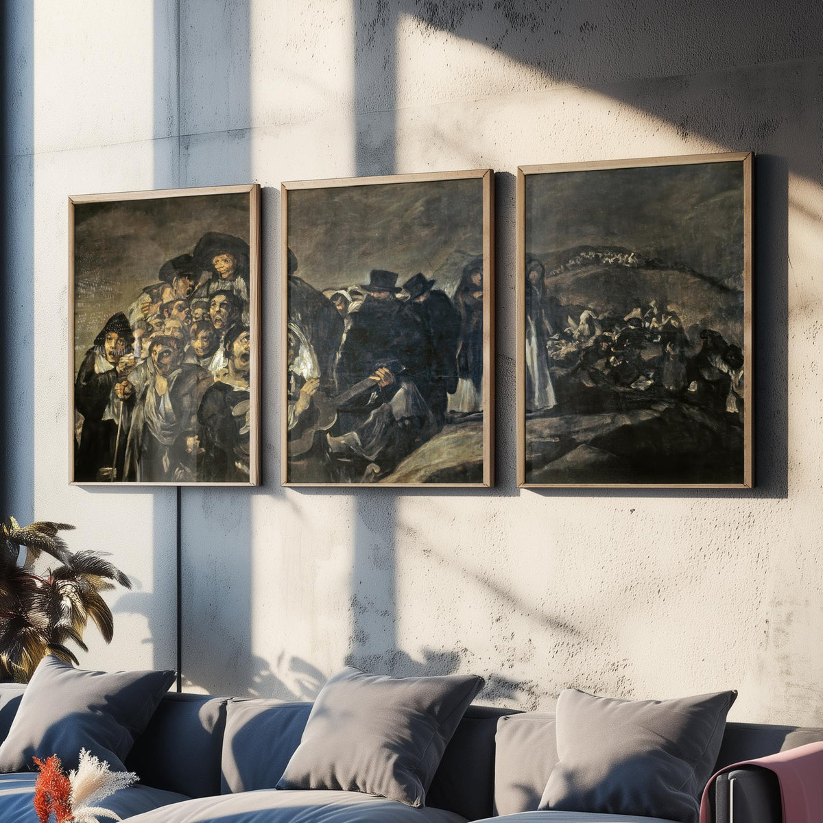 Francisco Goya Set of Three Art Prints - Pilgrimage to San Isidro - 3 Dark Painting Posters - Wall Art Gift Giclee Spanish Master