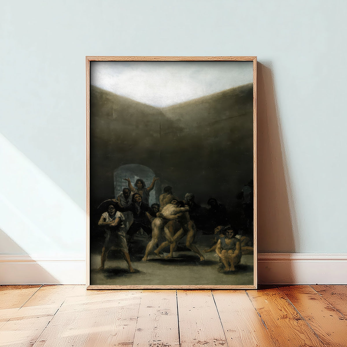 Francisco Goya - Courtyard with Lunatics (1794) - Classic Painting Art Print - Yard with Madmen Asylum Poster V2
