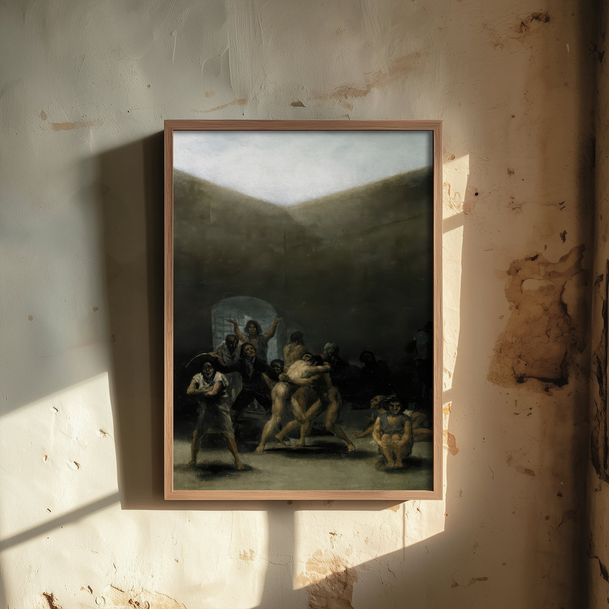 Francisco Goya - Courtyard with Lunatics (1794) - Classic Painting Art Print - Yard with Madmen Asylum Poster V2