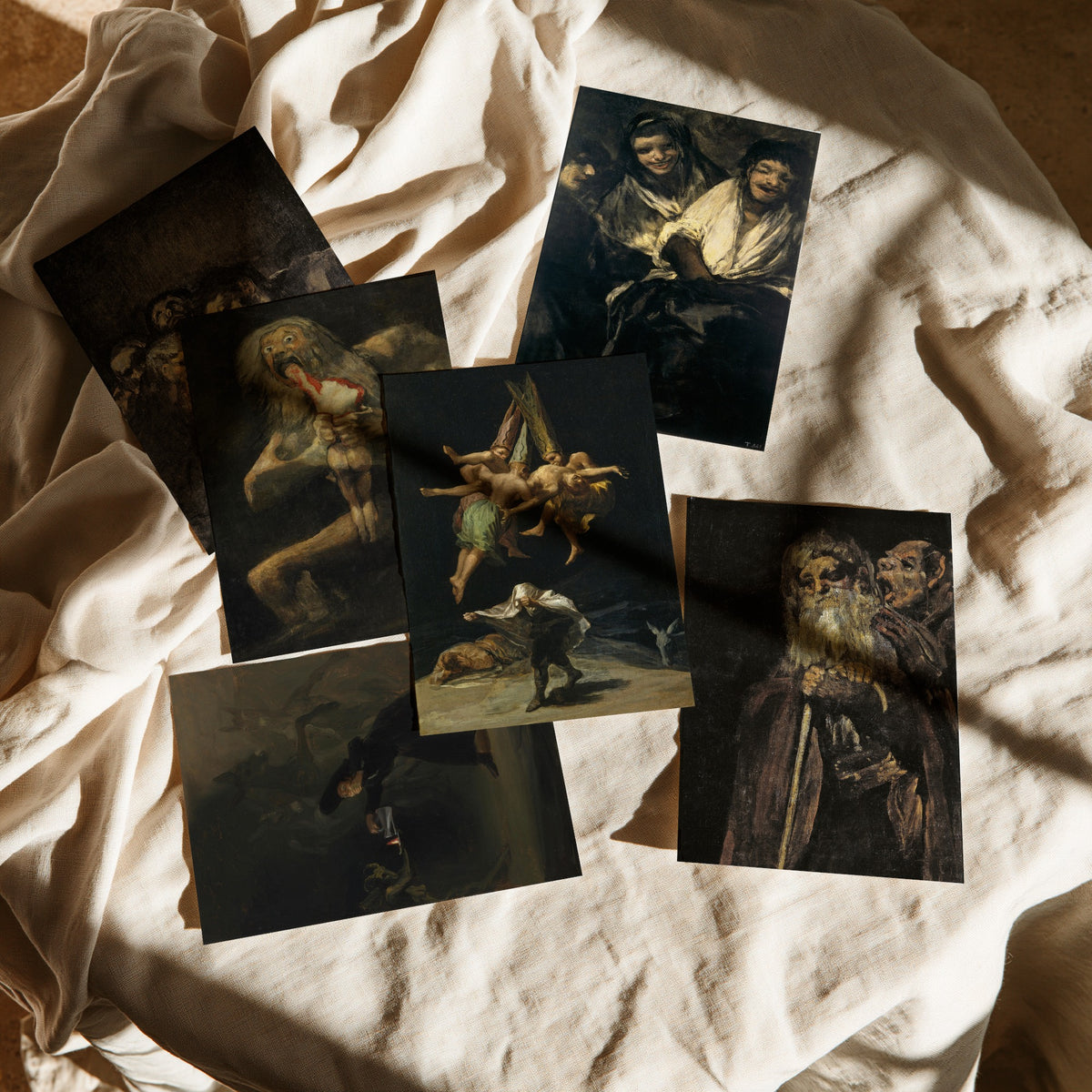 Set of Six Francisco Goya Art Prints - 6 Black Paintings Posters - Saturn Devouring His Son, Witches Flight, Men Reading Classic Painting