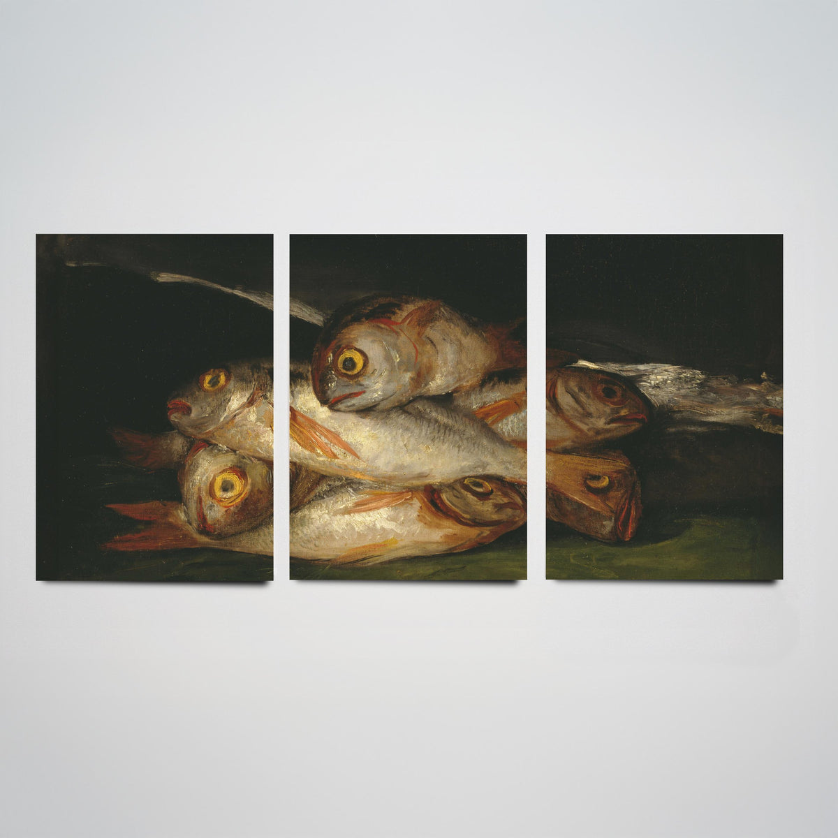 Francisco Goya Set of Three Art Prints - Still Life with Golden Bream - 3 Fish Painting Posters - Kitchen Wall Art Gift Giclee