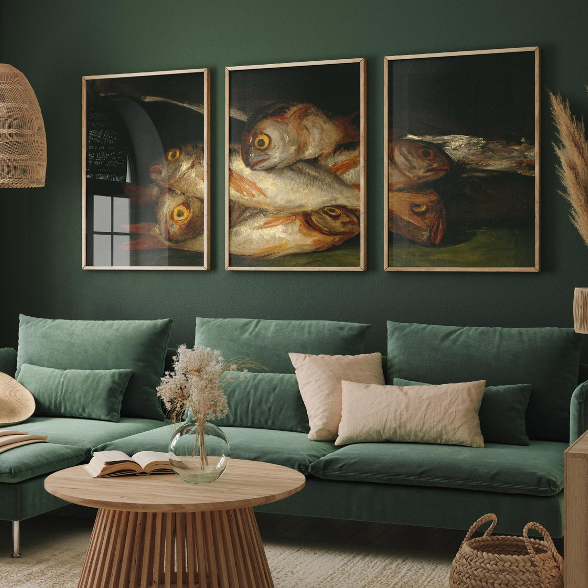 Francisco Goya Set of Three Art Prints - Still Life with Golden Bream - 3 Fish Painting Posters - Kitchen Wall Art Gift Giclee