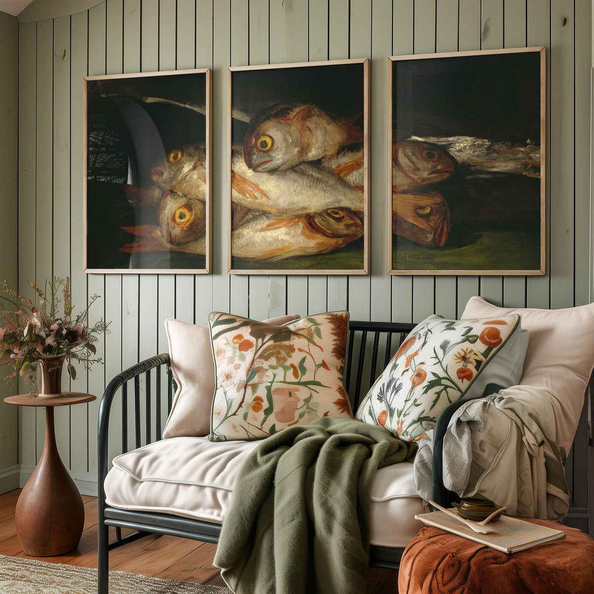 Francisco Goya Set of Three Art Prints - Still Life with Golden Bream - 3 Fish Painting Posters - Kitchen Wall Art Gift Giclee