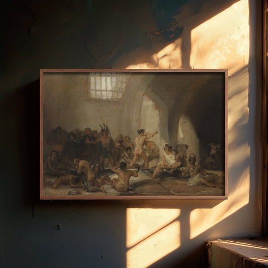 Francisco Goya - The Madhouse (1812) - Classic Painting Art Print - Asylum Interior Vaulted Hall Dark Romantic Poster