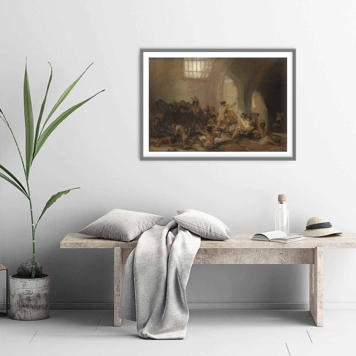 Francisco Goya - The Madhouse (1812) - Classic Painting Art Print - Asylum Interior Vaulted Hall Dark Romantic Poster