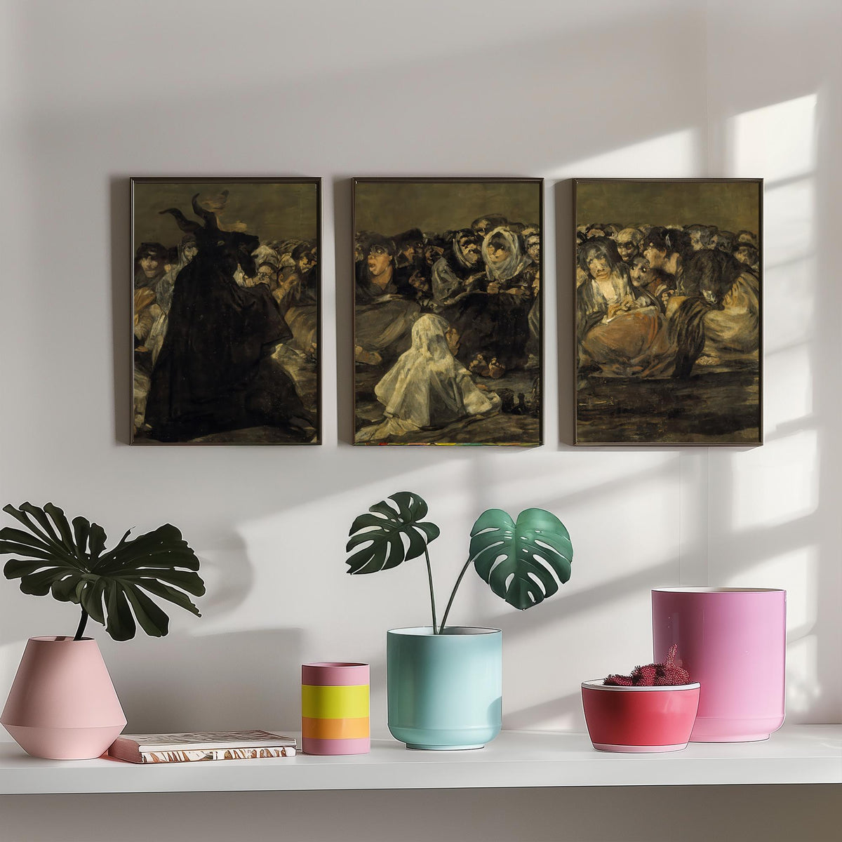 Francisco Goya Set of Three Art Prints - Witches Sabbath Great He Goat - 3 Dark Painting Posters - Gothic Wall Art Gift Giclee