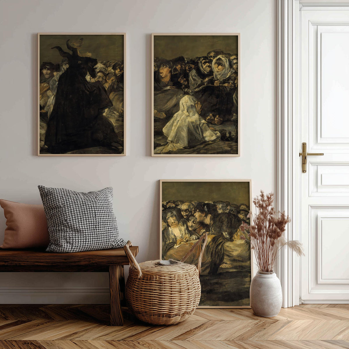 Francisco Goya Set of Three Art Prints - Witches Sabbath Great He Goat - 3 Dark Painting Posters - Gothic Wall Art Gift Giclee