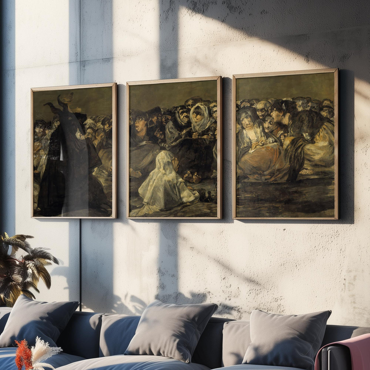 Francisco Goya Set of Three Art Prints - Witches Sabbath Great He Goat - 3 Dark Painting Posters - Gothic Wall Art Gift Giclee