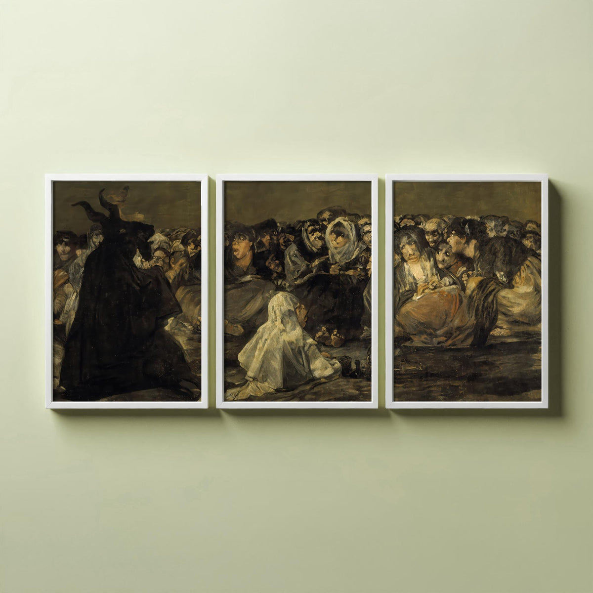 Francisco Goya Set of Three Art Prints - Witches Sabbath Great He Goat - 3 Dark Painting Posters - Gothic Wall Art Gift Giclee