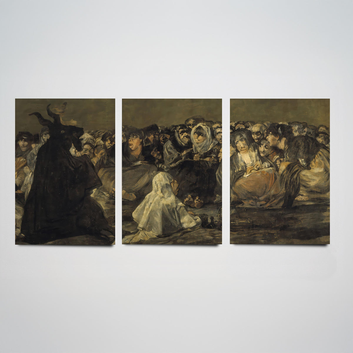 Francisco Goya Set of Three Art Prints - Witches Sabbath Great He Goat - 3 Dark Painting Posters - Gothic Wall Art Gift Giclee