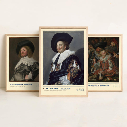 Frans Hals Set of Three Art Prints - The Laughing Cavalier, Merrymakers at Shrovetide, Claes van Voorhout - Golden Age Paintings Posters