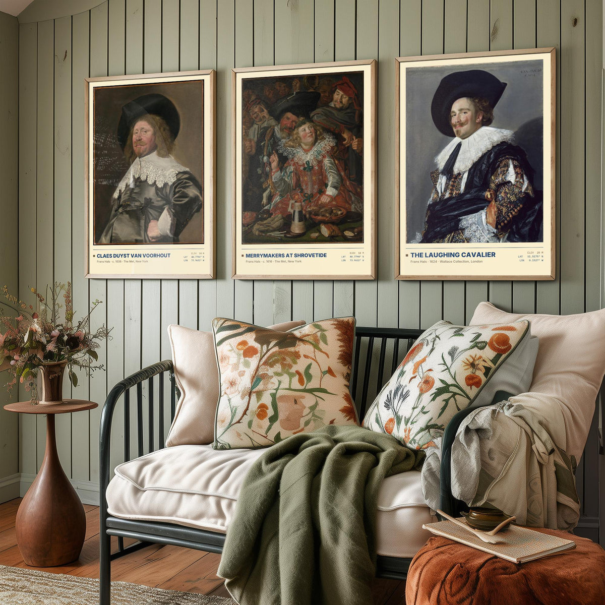 Frans Hals Set of Three Art Prints - The Laughing Cavalier, Merrymakers at Shrovetide, Claes van Voorhout - Golden Age Paintings Posters