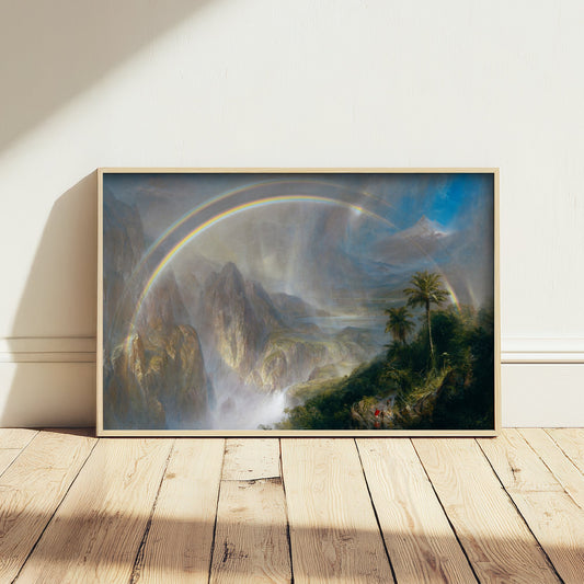 Frederic Edwin Church - Rainy Season in the Tropics (1866) - Classic Painting Art Print - Double Rainbow Andes Waterfall Palms Poster