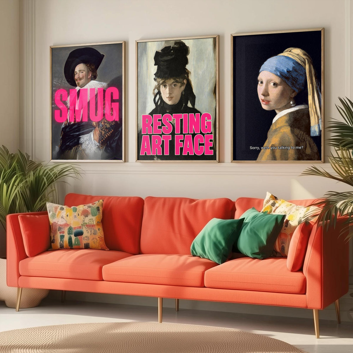 Funny Attitude Set of Three Art Prints - Smug, Resting Art Face, Sorry, Were You Talking to Me - Classic Painting Parody Poster