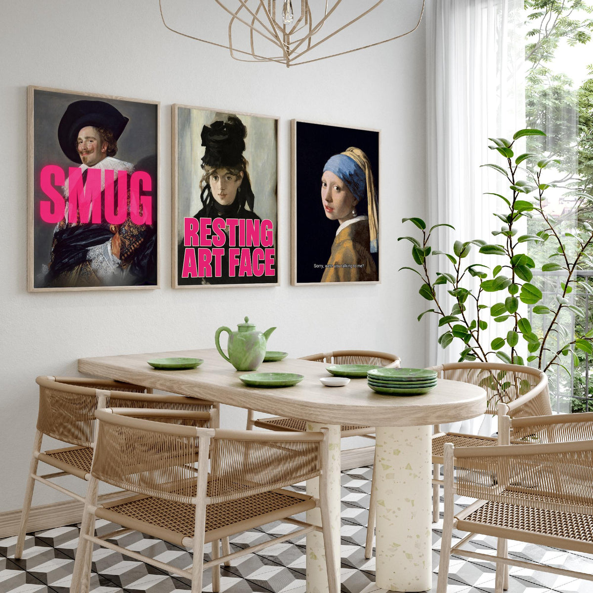 Funny Attitude Set of Three Art Prints - Smug, Resting Art Face, Sorry, Were You Talking to Me - Classic Painting Parody Poster