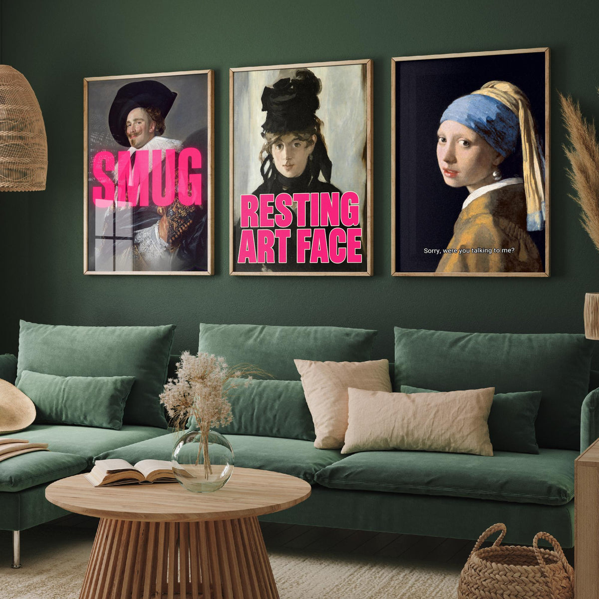Funny Attitude Set of Three Art Prints - Smug, Resting Art Face, Sorry, Were You Talking to Me - Classic Painting Parody Poster
