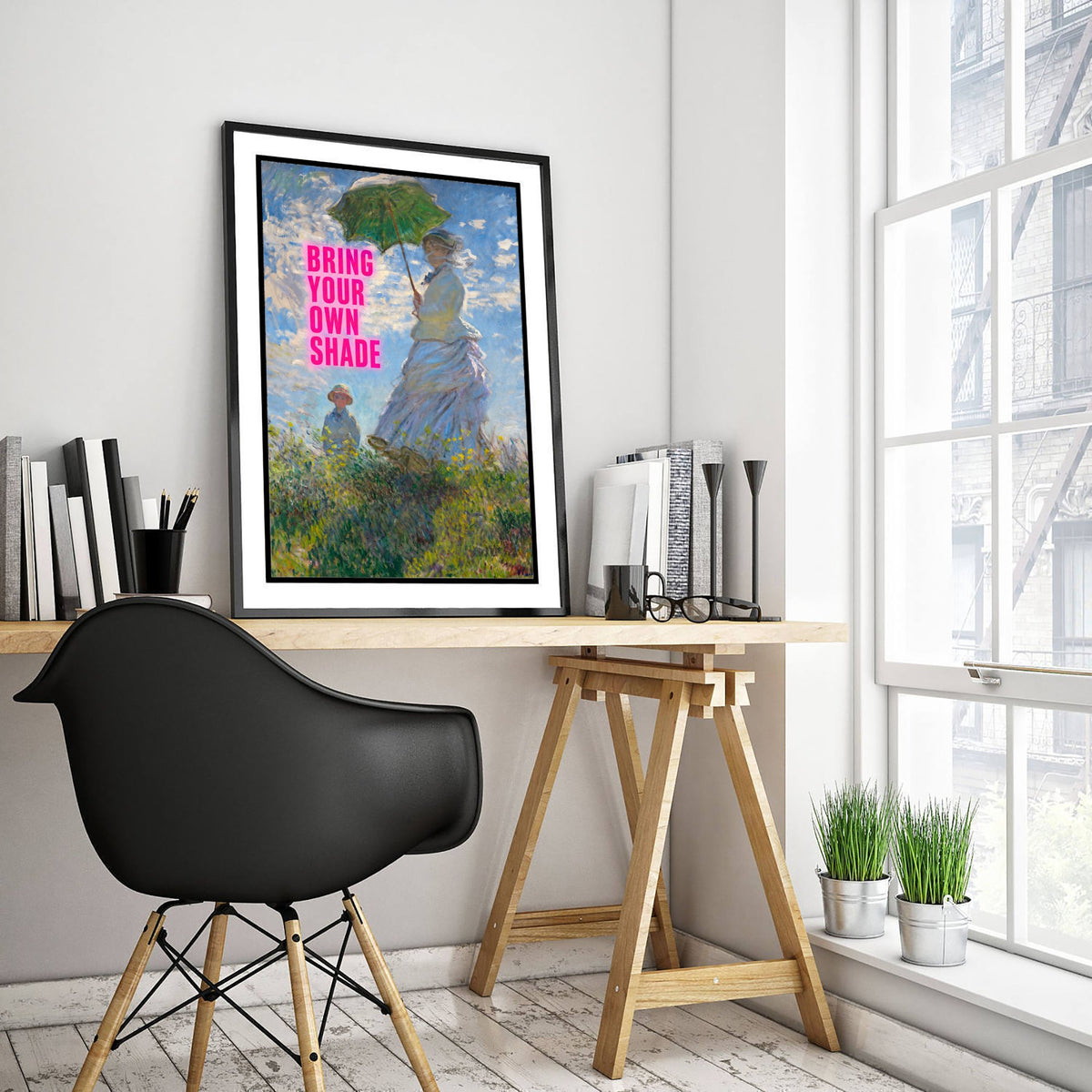 Bring Your Own Shade Funny Art Print - Woman with a Parasol by Monet Parody Poster - Altered Classic Painting - Witty Gift