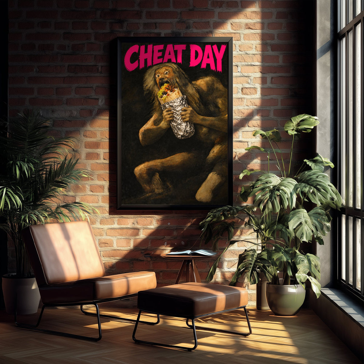 Cheat Day Funny Art Print - Saturn Devouring His Son by Goya Parody Poster - Altered Classic Painting - Foodie Gift