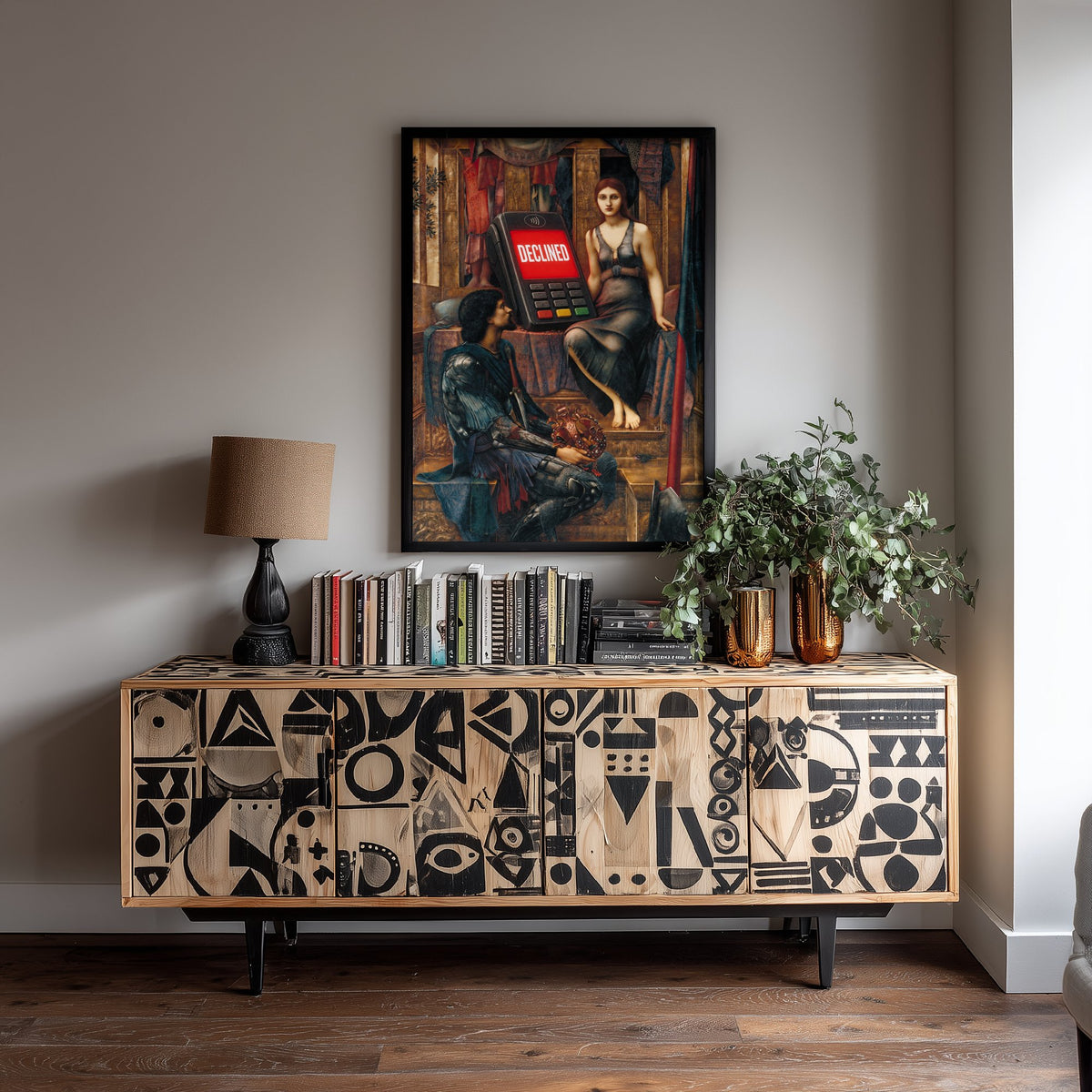 Declined Funny Art Print - King Cophetua and the Beggar Maid by Burne-Jones Parody Poster - Altered Classic Painting - Shopaholic Gift