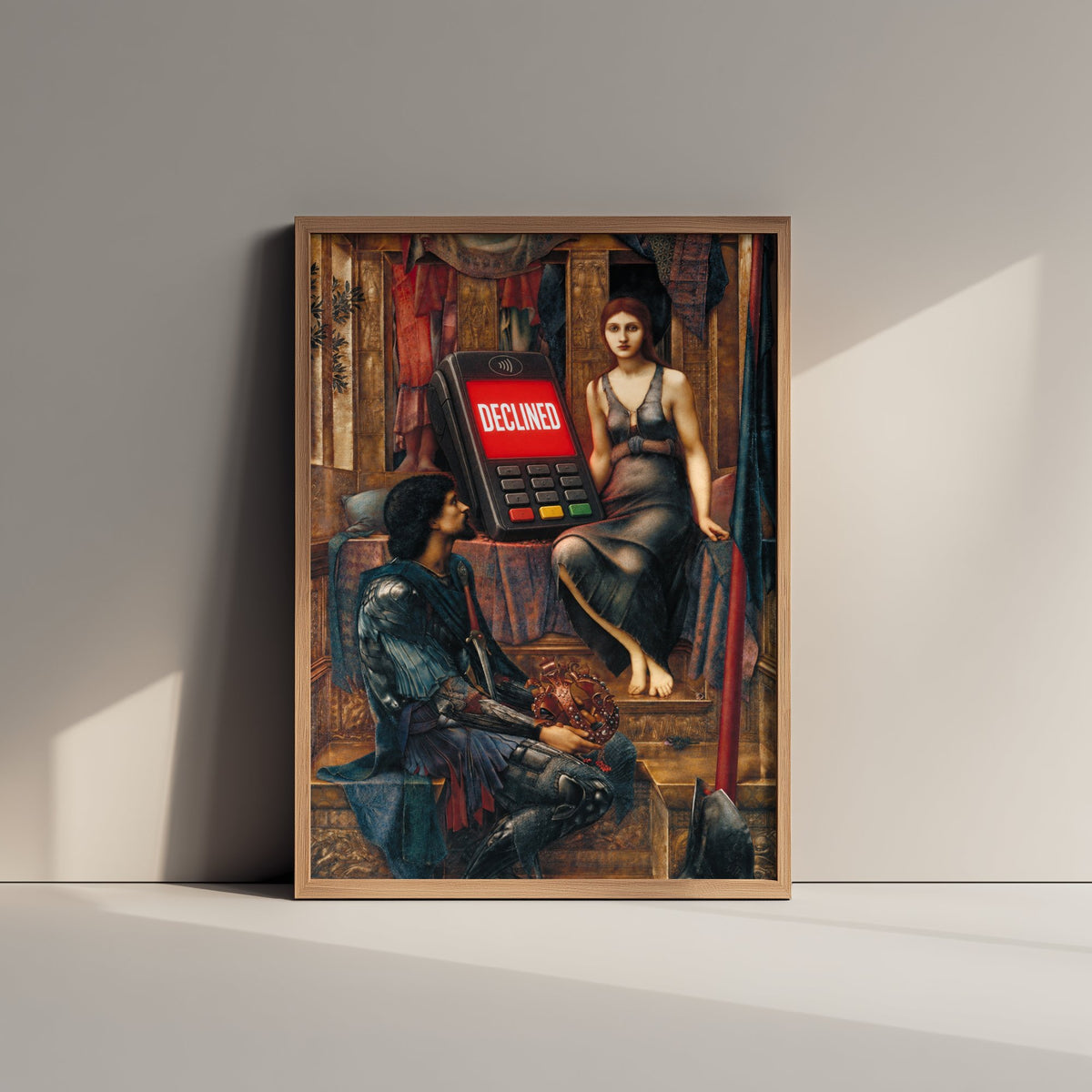 Declined Funny Art Print - King Cophetua and the Beggar Maid by Burne-Jones Parody Poster - Altered Classic Painting - Shopaholic Gift