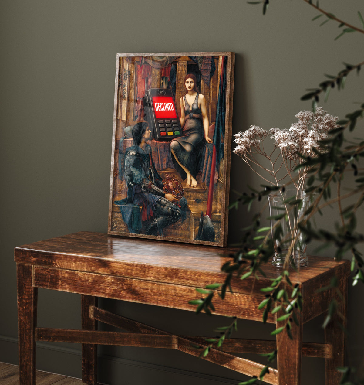 Declined Funny Art Print - King Cophetua and the Beggar Maid by Burne-Jones Parody Poster - Altered Classic Painting - Shopaholic Gift