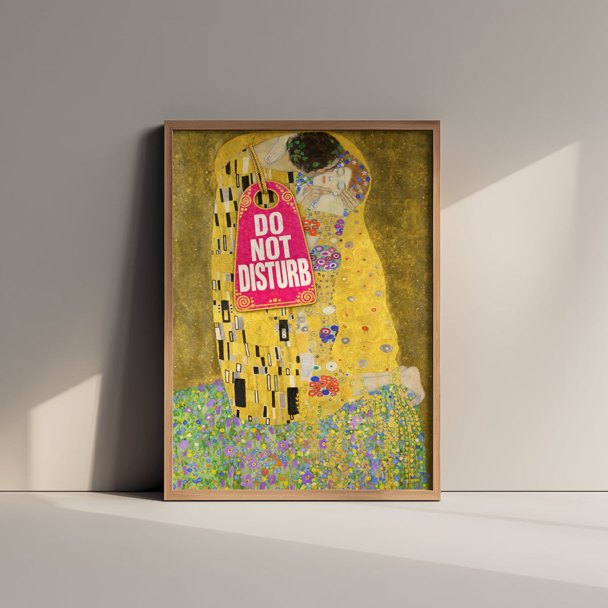 Do Not Disturb Funny Art Print - The Kiss by Klimt Parody Poster - Altered Classic Painting - Couple Gift